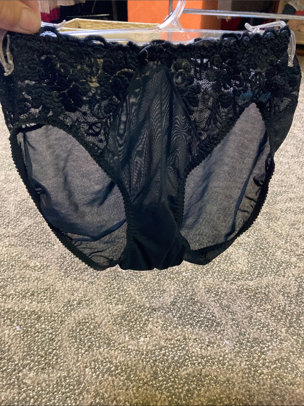 Olga Y2K 20099 higi-Cut Mesh Lace V-kini panties lace liquid satin Med